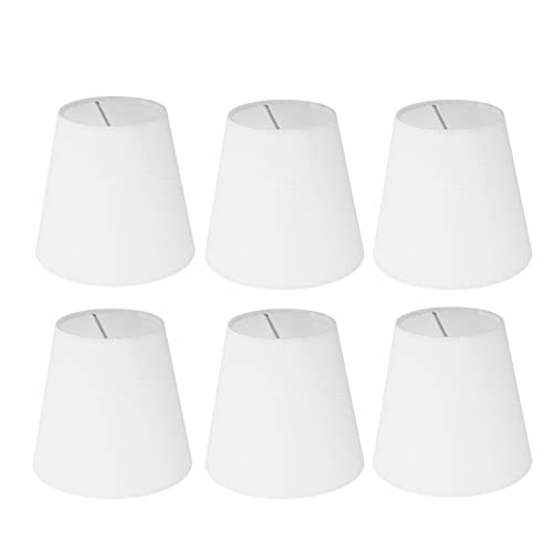 HERCHR 6pcs Small Lamp Shade, White Lampshades Clip on Lamp Shade for Candelabra Bulbs, Table Chandelier Wall Lamp