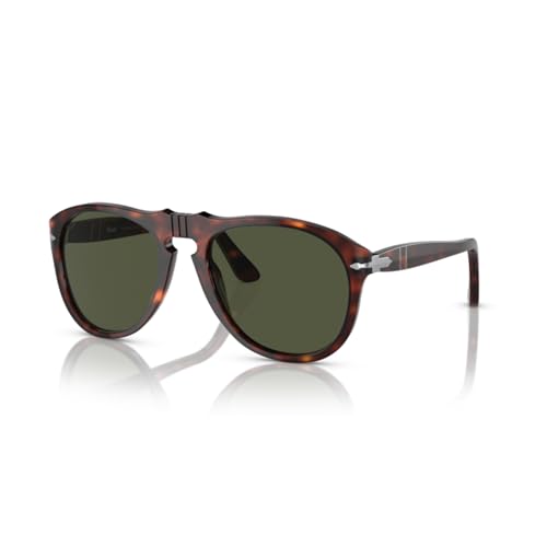 Persol PO0649 24/31 56MM Havana/Crystal Lens Green Aviator Sunglasses for Men +BUNDLE with ACCESSORY EYEWEAR KIT