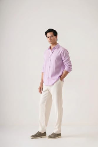 Image of CRYSTAL SKY Men Airy Linen Cotton Shirt Regular Fit Full Sleeves Solid Formal Shirt Stylish Daily Casual Office Wear