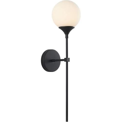 KCO Frosted White Glass Globe Wall Sconce Mid Century Modern Wall Lamp
