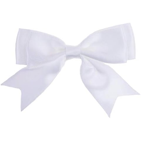 Trucraft - Satin Ribbon Double Craft Bows - 8.5cm Wide - Pack of 5 - White Cover