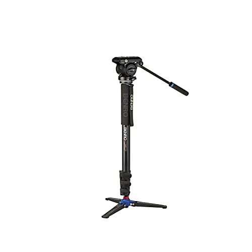 Benro Classic Video Monopod With S4 Pro Flat Base Fluid Video Head, 8.8 Lb Max, 2 Step Counterbalance, 3 Leg Folding Base, Flip Lock, Carrying Case (A48Fds4Pro) #TOP14