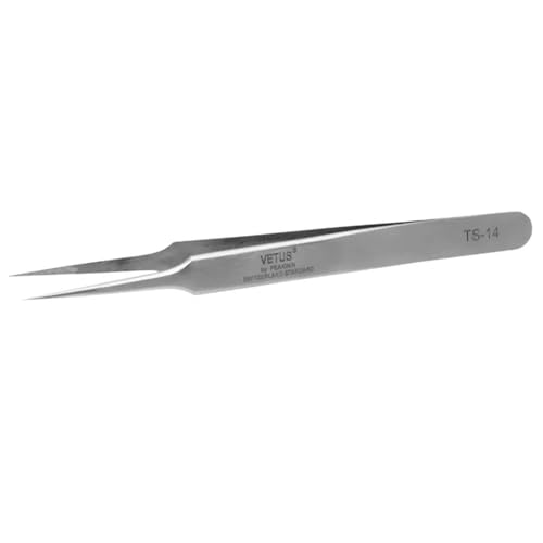 Vetus TS-14 Stainless Steel Fine Pointed Precision Tweezers for Craft, Electronics, Soldering, Laboratory Work Industrial Tweezers (Straight Tip 120mm)