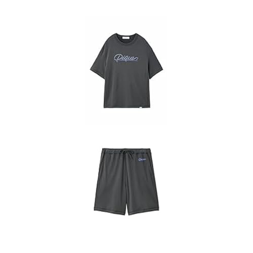 [ジェラート ピケ] HOMME 裏パイルワンポイントロゴTシャツ PHCT261960 メンズ DGRY L 【HOMME】 裏パイルワンポイントロゴハーフパンツ PHCP261961 メンズ DGRY L（Amazon）