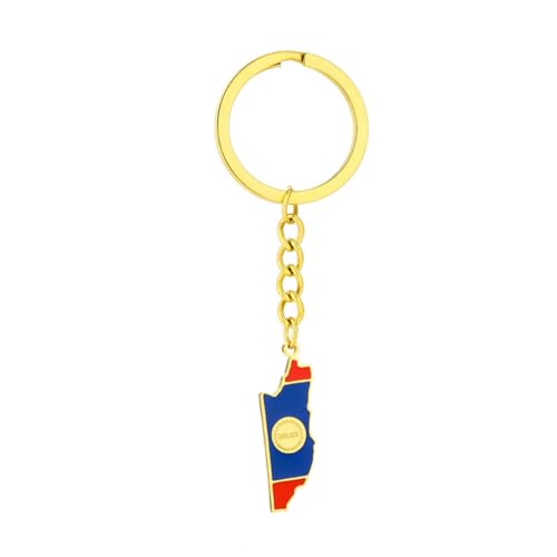 LUTAKU Porte-clés carte et drapeau du Belize pour homme et femme, pendentif carte du Belize, accessoires de bijoux en acier inoxydable, doré, taille unique