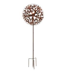 Wind & Weather Copper-Colored Tree Of Life Metal Wind Spinner, All-Weather, Outdoor Use, Nature-Inspired Details, Kinetic Garden Art, 24" Dia. X 10¼"D X 75" H, Antique Faux Copper Finish #TOP1