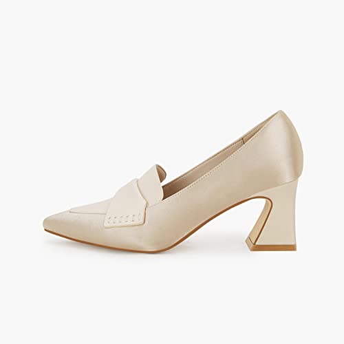 Image of Women's Chunky Block Low Heels Pumps Stitching Retro Work Office Dress Shoes