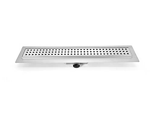 Hux Home Duschrinne 70 cm Edelstahl Bodenablauf Komplettset, Siphon Geruchsstop und Haarsieb 50 cm - 120 cm Ablaufrinne Cover