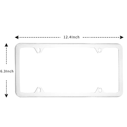 Silver License Plate Frame,White License Plate Frame,Aluminum License Plate Frame,Slim License Plate Frame For Men,Metal License Plate Frame #TOP4