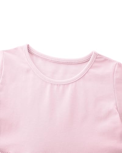 Toddler Girl Summer Dress Little Girls Cotton Short Sleeve Dresses Casual Midi Sundress for Kids 2-7 Years Purple Rainbow 7T3