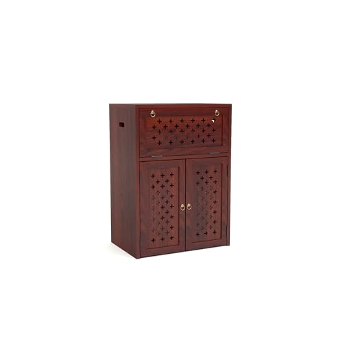 Image of Solid Wooden Inverter Battery Cabinet | Single Battery Box | Wooden Inverter Battery Cabinet | Battery Box | Sheesham Wood, Standard (Mahogany Finish)