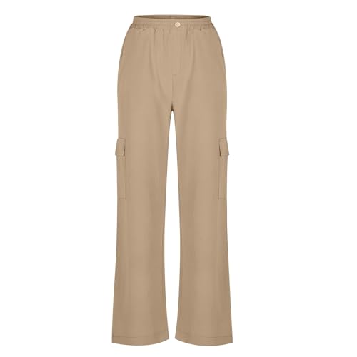 Linen Pants Women Wide Leg Hight Waisted Palazzo Pants Flowy Summer Elastic Waist Beach Trousers Pants2