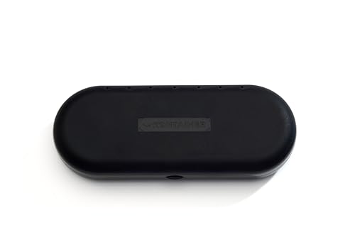 Image of Kontainer Smile Clear Aligner Travel Case with mirror, Jet Black Insert: Brilliant Blue, Travel