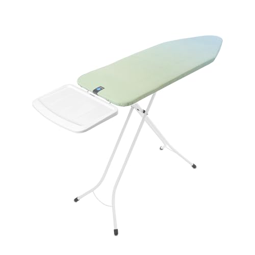 Brabantia Ironing Board C, 124x45cm - Soothing Sea | 100% Fairtrade Cotton | For Steam Generator Irons | Large Metal Steam Unit Holder | Stable & Large Ironing Board | Foldable with Adjustable Height
