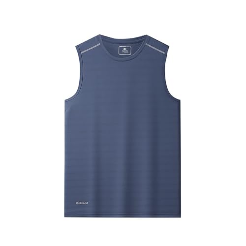 Sudadera holgada para hombre, de gran tamaño, que absorbe la humedad, ropa de secado rápido, chaleco deportivo de hielo, correr, fitness, cuerpo, camiseta sin mangas, chaleco asimétrico, azul, 5XL