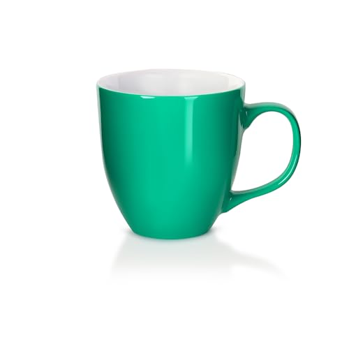 Mahlwerck Jumbotasse, große Kaffeetasse aus Premium Porzellan mit hoch-glänzender Oberfläche, Geschenktasse, Lagoon Blue, 400ml – Ansicht 1