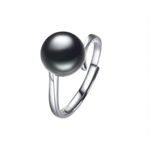 Black Pearl Ring Style Creative Tahiti Black Pearl Ring Smooth Mouth Ring Adjustable 9-10mm Black Pearl Women’s Ring Fashion Simple Light Luxury Ring