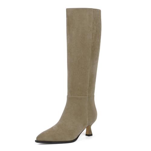 Image of Modatope Knee High Boots for Women Kitten Heel Boots