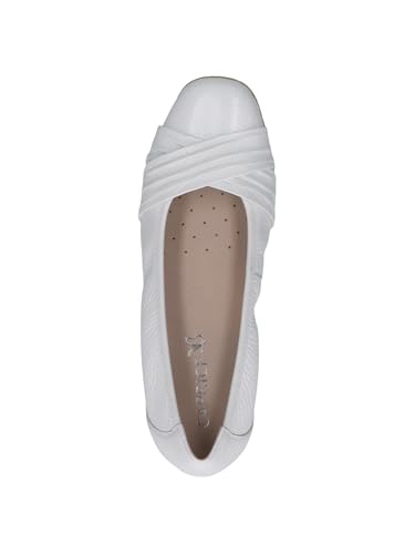 CAPRICE Damen Ballerinas aus Leder Bequem, Weiß (White Deer), 42 EU – Ansicht 2