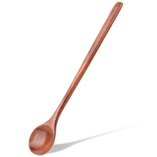 cobee 10.8 Inch Long Handle Wooden Spoons, Korean Spoon with Handle Spoon for Cooking, Wood Soup Spoons for Korean Food Soup Cooking Mixing Stirring Kitchen Tools