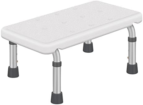介護いす シャワースツール 浴槽内でも使える ゴム足 お風呂椅子 アルミニウム 製 軽量 3段階調整 シャワーチェア コンパクトなお風呂椅子 介護 浮かない 半身浴 高さ21-26cm 介護用品 槽内でも使える!- (ホワイト)