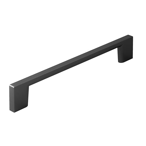 Image of Richelieu Hardware BP8160160900 Armadale Collection 6 5 /16-inch (160 mm) Center-to-Center Matte Black Modern Rectangular Cabinet and Drawer Pull Handle for Kitchen, Bathroom, and Furniture