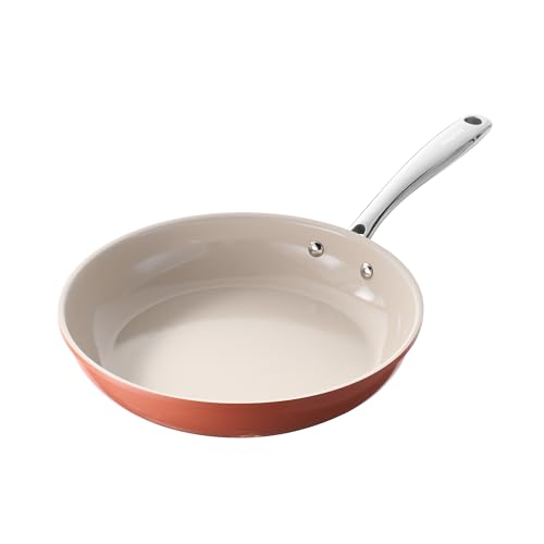 Redchef Pfanne Induktion 24cm, Antihaft Beschichtung Keramikbeschichtung Bratpfannen mit Edelstahlgriff, PTFE-frei PFOA-frei PFAS-frei, Backofenfest, Spülmaschinenfest, Orange
