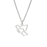 OAUWKEIY Collar Colgante de corazón y pájaro sencillo y elegante con un bonito diseño calado