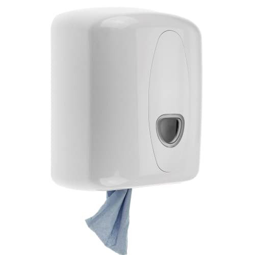Wall Mounted Centerfeed Dispenser White Tissue & Blue Roll Holder for Kitchen Bathroom Business Use Hygienic Durable Centre Pull Towel Dispenser for Commercial & Home