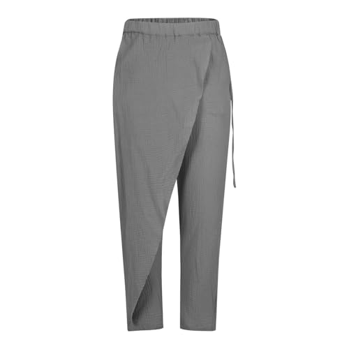 Cotton Linen Pants Mens Loose Casual Straight Legs Beach Yoga Pants Comfy Soft Trousers with Elastic Waist Drawstring3