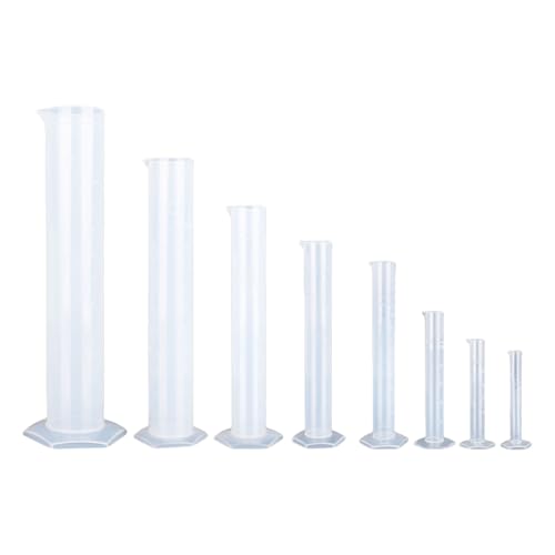 8 Pcs 10-2000ml Measuring Cylinder Set 2-Sided Marking Lab Cylinders Multifunctional Graduated Cylinder for Laboratory