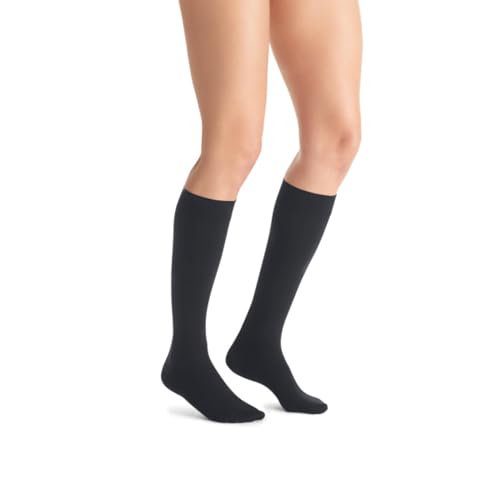 Image of JOBST Opaque Knee High with SoftFit Technology Band, 15-20 mmHg Compression Stockings, Closed Toe, X-Large, Anthracite