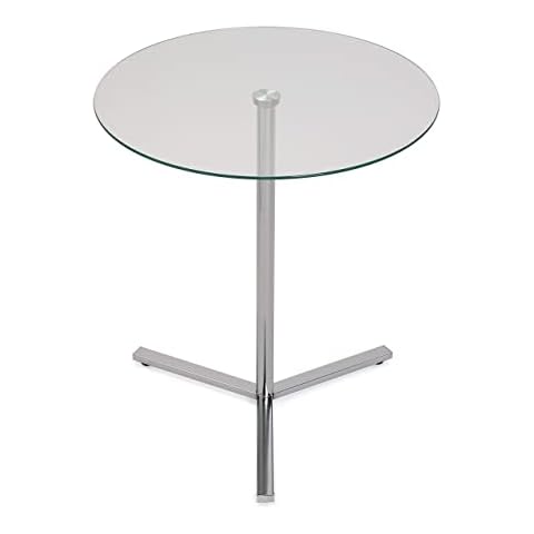 Versa Bude Mesa Auxiliar de Cristal y Metal, Color Plateado Cover