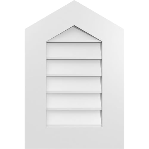 TrueCraft 16"W x 24"H Peaked Top Surface Mount PVC Gable Vent 7/12 Pitch: Non-Functional, w/ 1" x 3-1/2" Standard Frame