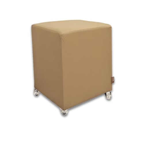 Puff Quadrado Banqueta Com Rodinhas Rodizio Decoração Eventos Conforto (Bege Corino)