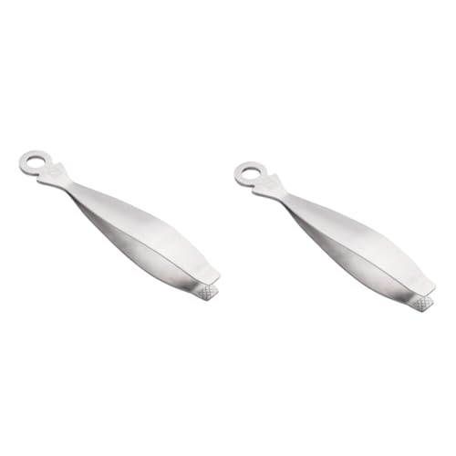 Cabilock 2pcs Chicken Hair Plucking Tool Flat Cooking Tweezers Fish Bone Pliers Stainless Steel
