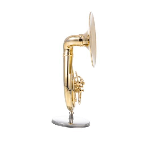 KONTONTY Jupiter Fiberglass Sousaphone Mini Box Musical Instrument Model Toy Tuba for Boys and Girls Decorative Adornment 13cm Gold Color