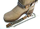 Dangerous Threads Western Boots Boot Chains Light Brown Leather with 2 Steel Chains2