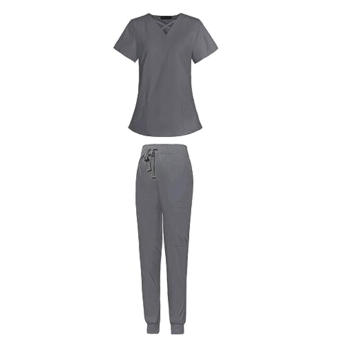 Ensemble blouse médicale et pantalon jogging infirmière gris XS