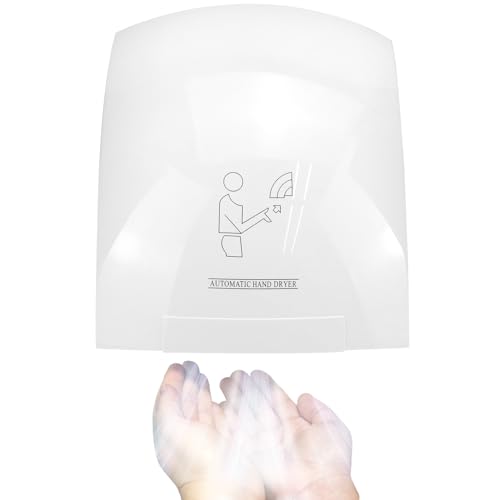 QWORK® Electric Hand Dryer Automatic Hand Dryer for Wall Mounting, 1800 W, Warm and Cold Air Adjustable, White