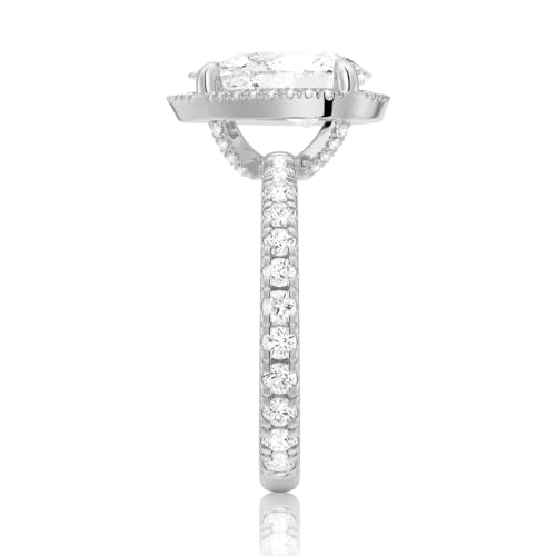 MSBLUE 2ct Pear Cut Moissanite Halo Engagement Ring, 14K White Gold Vermeil, Rhodium Finish4