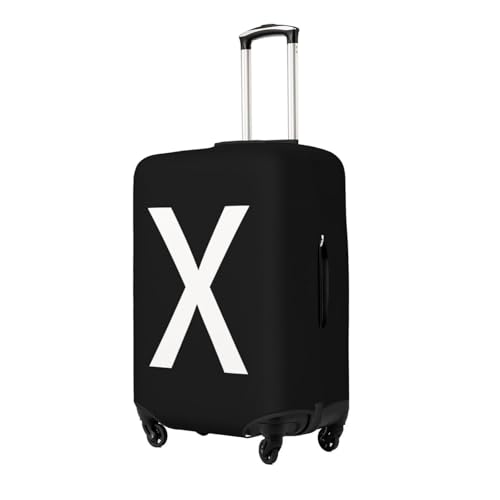 Black White Letter X Luggage Cover Washable Elastic Suitcase Cover Anti-Scratch Travel Luggage Protector Covers for Kids Adult L fits 25-28 inch Suitcase2