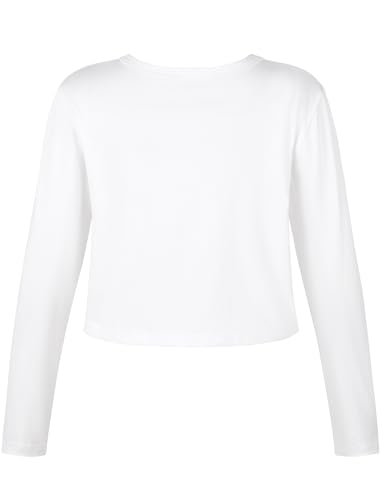 Noomelfish Girls Long Sleeve Crop Tops Kids Cute Dance Cropped T-Shirts (5-14 Years) (5-12 Years)2