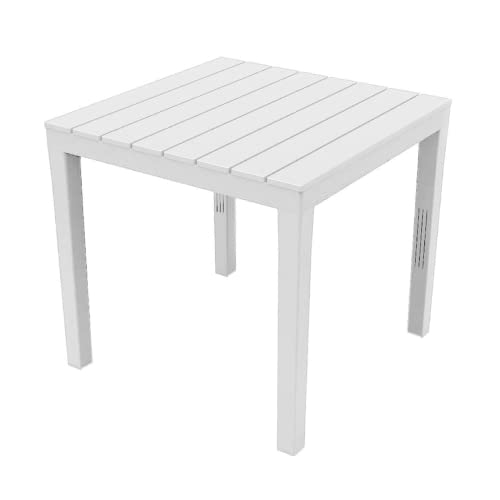 Mondo Viro Ensemble de salle à manger en résine table chaise fauteuil avec accoudoirs pour jardin (table carrée)