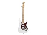 Monoprice 6-String Cali DLX Plus Electric Guitar - Right Handed, Gig Bag, Solid Ash Body, Ivory - Indio Series