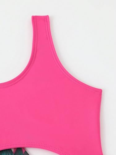 WDIRARA Girl's 2 Piece Swimsuit Tropical Floral Print Cut Out One Piece Swimsuit Beach Bathing Suit with Kimono Cover Up3