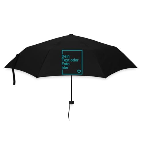 Spreadshirt Schirm Personalisiert | Taschenschirm Selbst Gestalten Mit Foto Und/Oder Text | Personalisierbarer Regenschirm (klein), One size, Schwarz