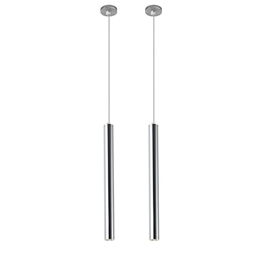 Suspension tube argenté LED 3W pour éclairer un îlot de cuisine