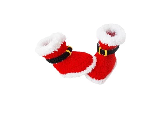 Christmas Baby Boots Crochet Santa Shoes (3-6 months)