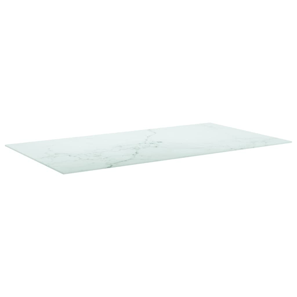 Dessus de Table 120x65 cm Verre Trempé avec Design Marbre Blanc Plateau de Table Rectangulaire Durable Plateau Bureau pour Salle à Manger Restaurants Mariages Cafés Barbecues Fêtes